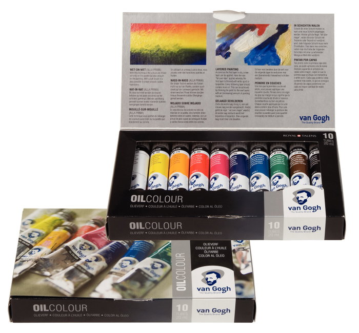 Talens Van Gogh Estuche Básico de Pinturas al Óleo con 10 Tubos de 20ml Colores Surtidos